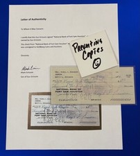 VIRGIL GUS GRISSOM PROJECT MERCURY AUTOGRAPHED SIGNED CHECK MARK GRISSOM COA LOA