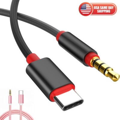 USB C to AUX Audio Jack Cable USB Type C to 3.5mm Headphone Stereo Cord Car