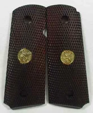 New, Wood Checkered Grips for Colt 1911 Compact,Officer