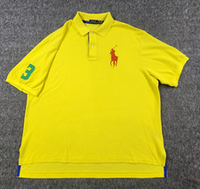 Polo Ralph Lauren Shirt Mens 2XB Yellow Big Pony 3 Rugby Orange Pony Shirttail
