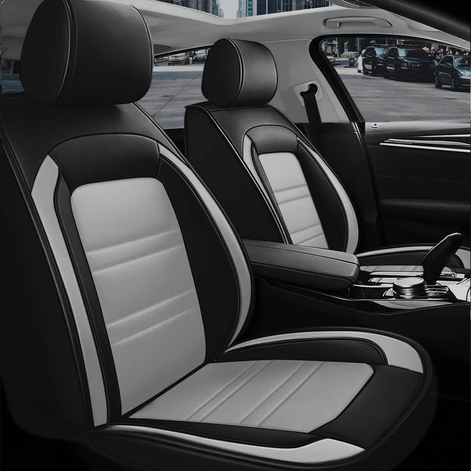 Juego completo de funda de asiento de coche de cuero para Toyota RAV4 5 asientos protector trasero delantero gris Foto 2 de 4