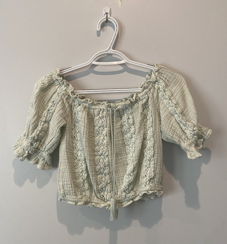 American Eagle Womens Muslin Cotton Crop Top Size XSmall Light Green - Picture 1 of 5