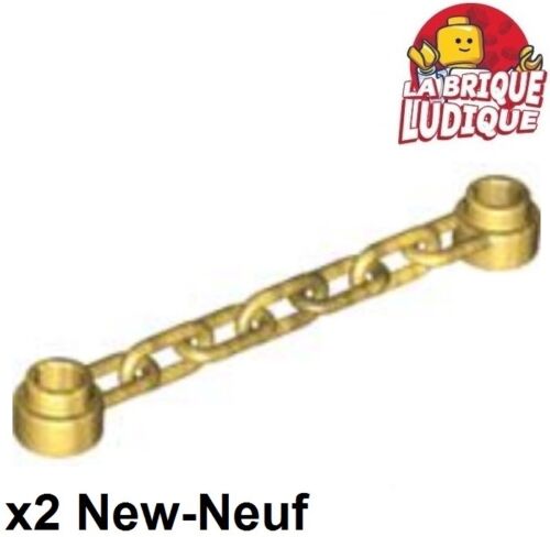 Lego 2x Chaine Chain 5 Links or doré/pearl gold 92338 NEUF - Foto 1 di 1