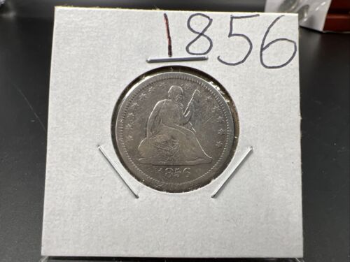Moneda de plata de 25 quilates Liberty Sentated 1856 detalles finos bonito aspecto brillante - Imagen 3 de 8