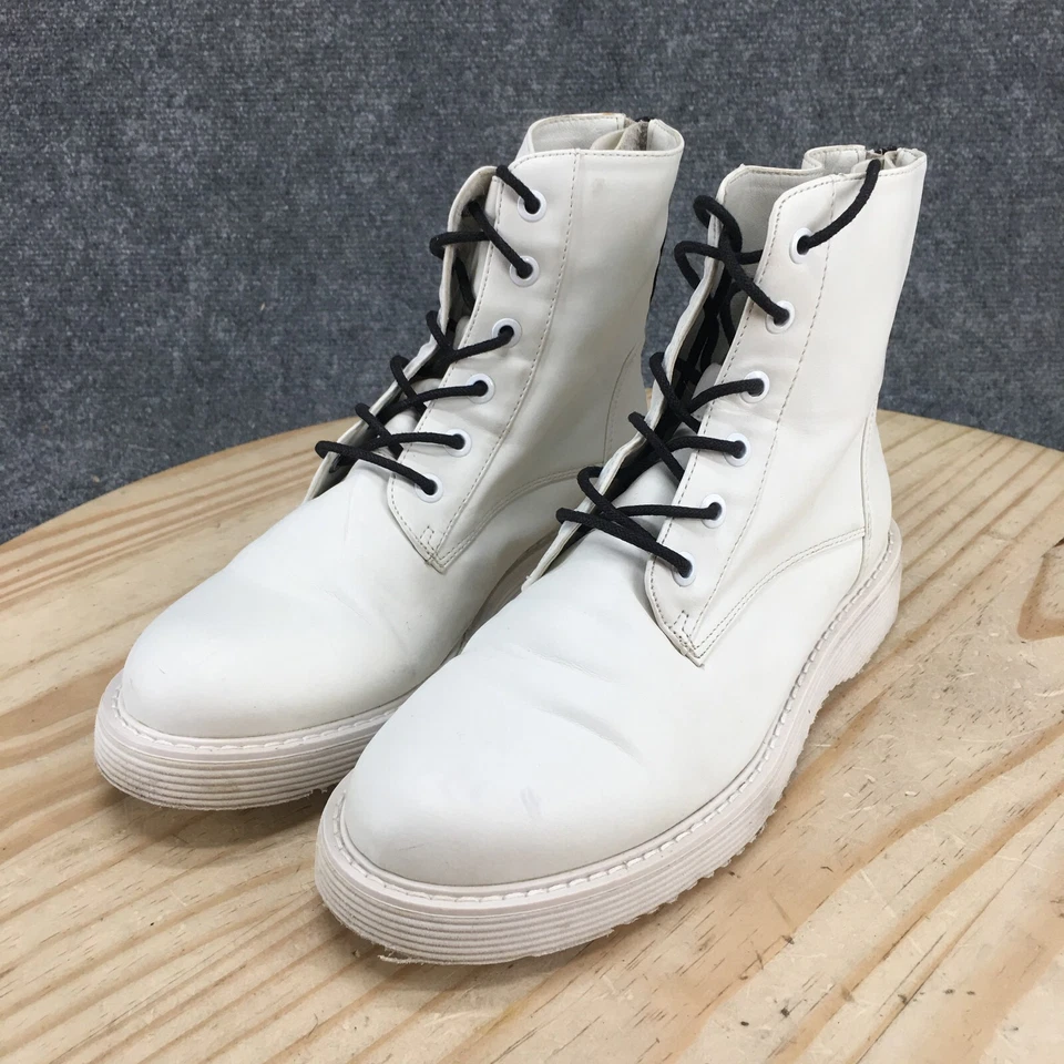 Женские боевые ботинки Aldo 6,5 белые искусственная кожа круглые на шнуровке кубинские каблуки на молнии - Изображение 3 из 4