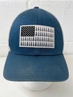 Columbia Fitted S/M Tree Flag Mesh Trucker Ball Cap/Hat Blue White Flexfit