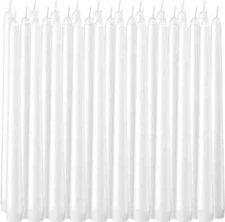 30 Pack Tall Taper Candles - 10 Inch White Dripless Unscented Dinner Candle NEW