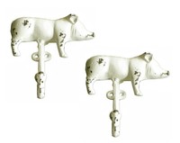 Cast Iron Shabby Chic Farmhouse Pig Wall Hooks (set Of Two) Set Of Two on sale Cast Iron Shabby Chic Farmhouse Pig Wall Hooks (set Of Two) Set Of Two on sale