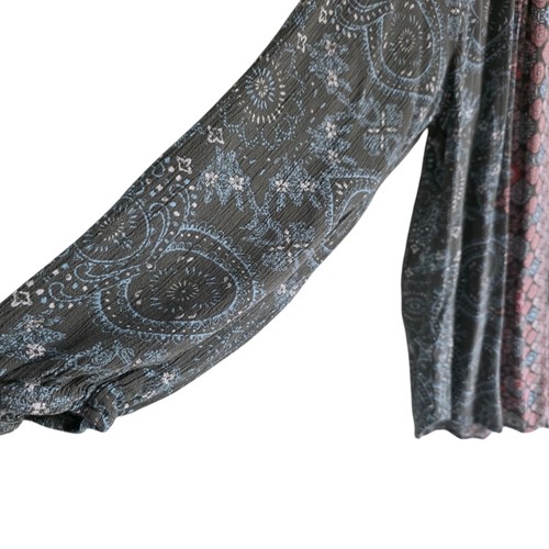Mason & Belle Boho Peasant Blouse Tassel Tie Womens M Mixed Print Long Sleeve - Picture 5 of 11