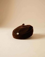 Vintage Suzy Brown Velvet Halo Hat 1960s Cocktail Hat Spring Mounted Rhinestone