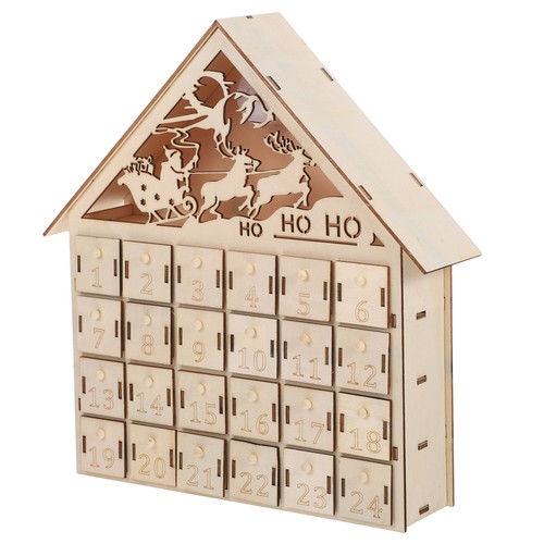  Nachfüllbarer Adventskalender Holz Weihnachten Countdown Dorfhaus - Bild 6 von 12