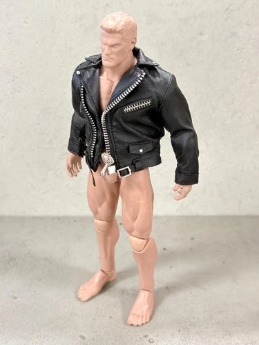 MO-SML-JK-BK: 1/12 Black Biker Faux Leather Jacket for 6 inch action figure image 4