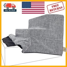 Stylish 3-Step Foam Pet Stairs Cover in Ash Gray - Non-Slip Machine Washable