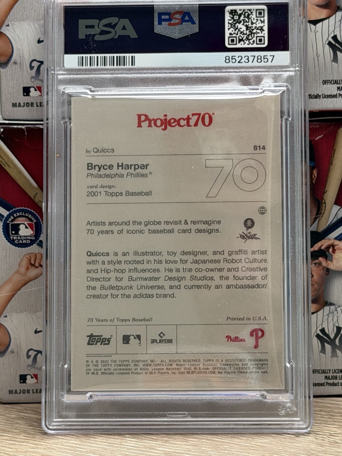 2021 TOPPS PROJECT 70 BRYCE HARPER #814 PSA 8 PHILADELPHIA PHILLIES view 2