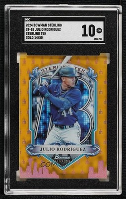 2024 Bowman Sterling Tek Gold Refractor 14/50 Julio Rodriguez SGC 10 GEM v1x