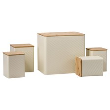 5 piece Kitchen Storage Canister Set - Tea, Coffee, Sugar, Biscuit, & Bread Bin