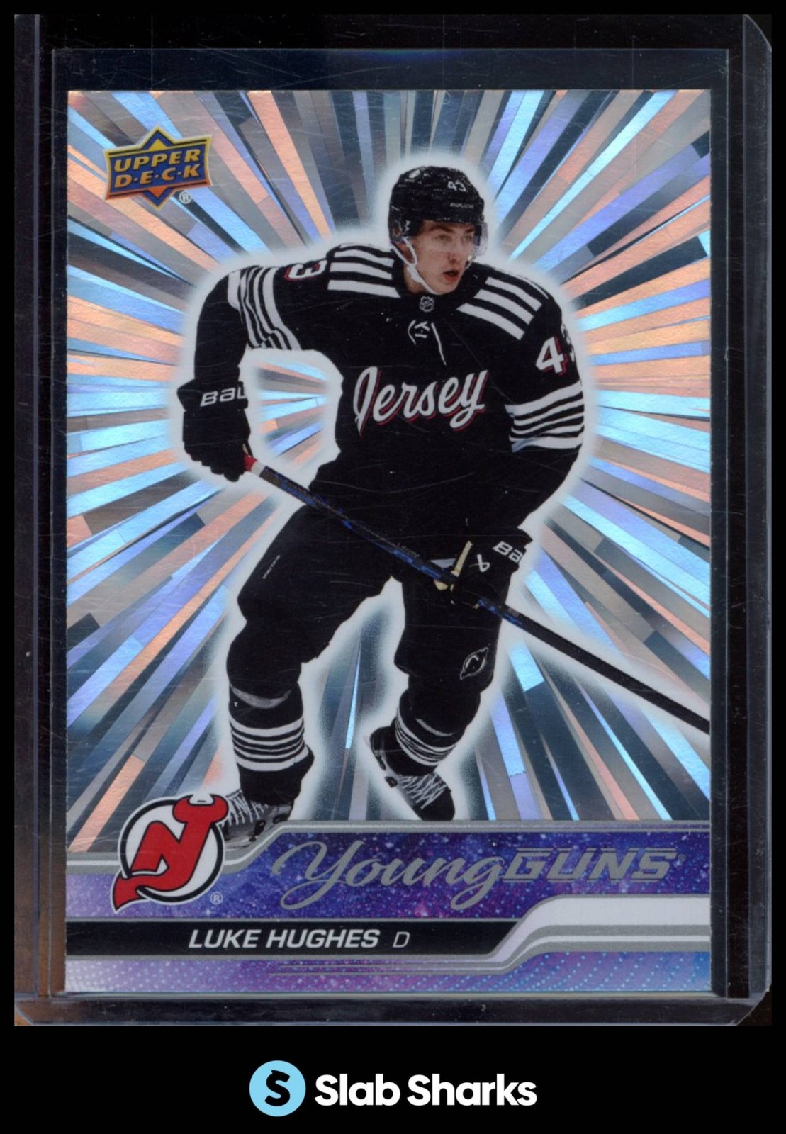 2023 UPPER DECK #248 LUKE HUGHES OUTBURST SILVER YOUNG GUNS RC ROOKIE
