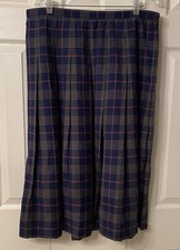 Pendleton 100 Pure Wool Skirt Pleated Plaid Tartan Blue Women s Size 16 Vintage