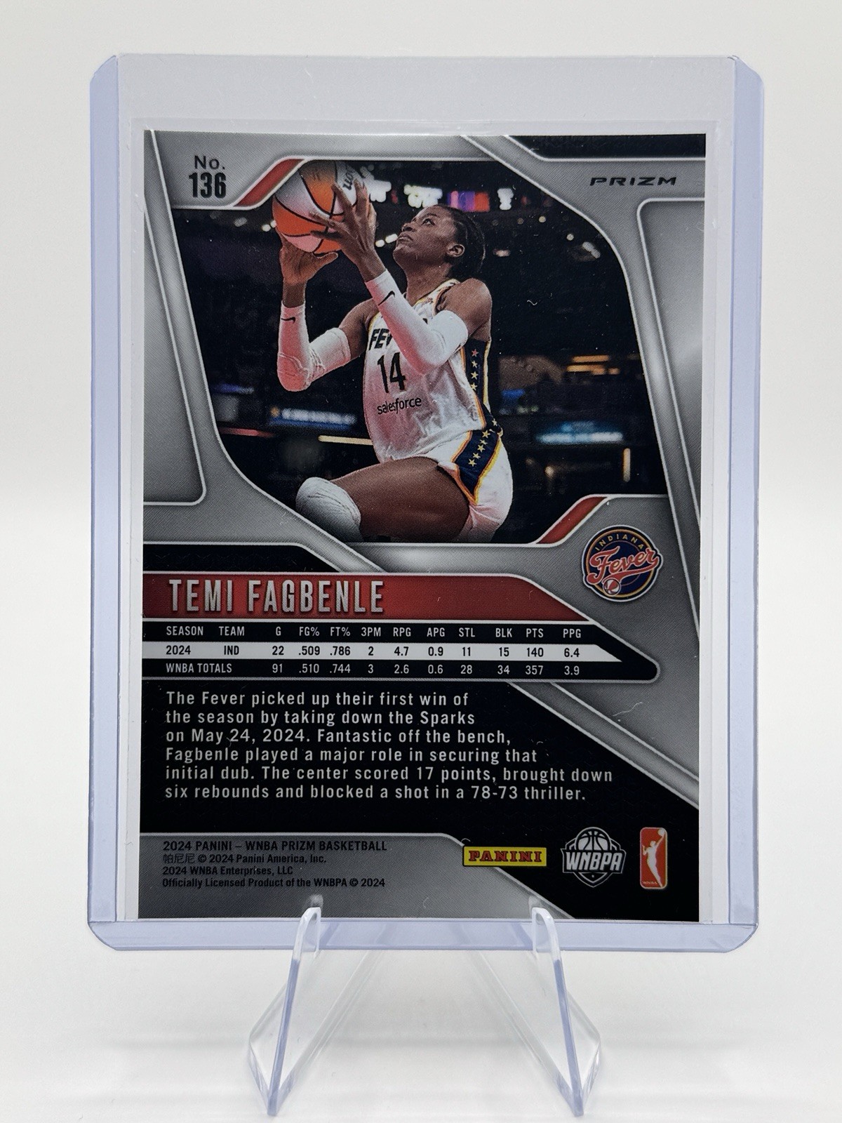 ❄️ 2024 WNBA Panini Prizm - Temi Fagbenle #136 Ice Prizms - Indiana Fever view 2