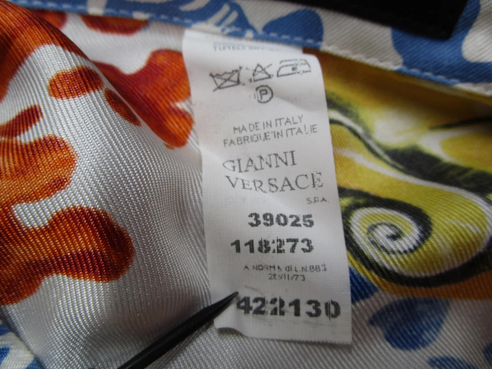 Camisa Versace Para Hombres 54 IT Multicolor Seda Floral Estampado Concha Hecha en Italia Años 90 Foto 4 de 4