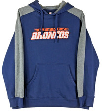 Denver Broncos NFL Pro LIne Team Hoodie Sweatshirt Size Large Blue/Gray Pullover