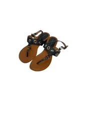 Tommy Hilfiger Women’s Size 7.5  Lerry2 Flat Tong Sandals Black Gold