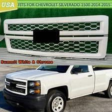 Honeycomb Style Bumper Grille For 2014-2015 Silverado 1500 Summit White Chrome