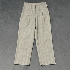 Just Female Edith Trousers Womens S Gray Houndstooth Pleated High Waist Ankle