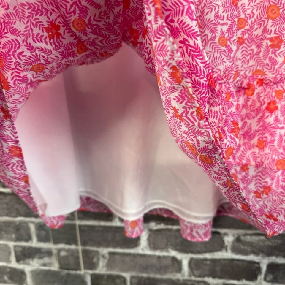 J. Crew Tiered ruffle mini skirt white pink floral SMALL - Image 4 of 4