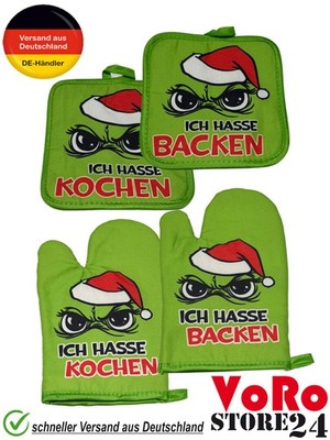 Ofenhandschuh Topflappen Festtagsmuffel ich hasse... Advent Backofenhandschuh