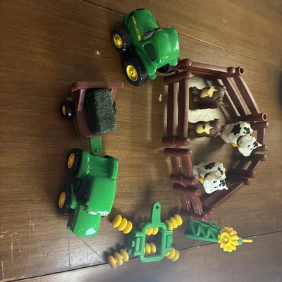 Ertl John Deere Kids Johnny Green Tractor & Diecast Lot + farm animals - Image 1 of 4