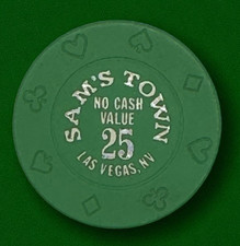 SAM'S TOWN CASINO LAS VEGAS 25 NCV CASINO CHIP 1990'S