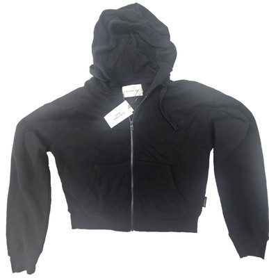Calvin Klein Performance Fleece Hoodie Womens XS Black Logo Stripe Full Zip