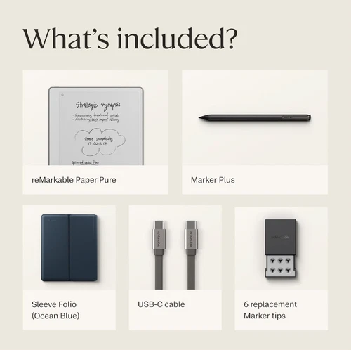 reMarkable Paper Pure Bundle Paper Tablet /Marker Plus/Sleeve Folio- Ocean Blue - Picture 9 of 9