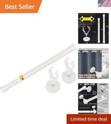 Magnetic Curtain Rods Heavy Duty White No Drilling Adjustable for Metal Doors