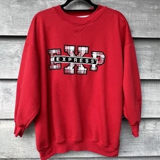 Vtg Express Crewneck Sweatshirt Red 80's 90's Spellout Womens XS OVERSIZED