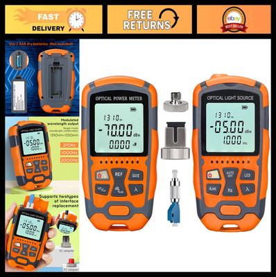Optical Power Meter & Fiber Light Source Set - 10 Wavelengths, Self Calibration,