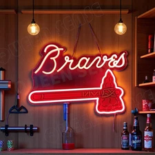 Atlanta Braves LED Neon Sign With Dimmer USB Powered Adjustable Light