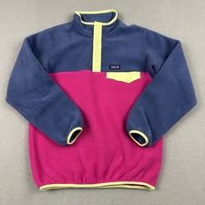 Patagonia Jacket Kids Large 12 Blue Pink Colorblock Snap T Fleece Youth L