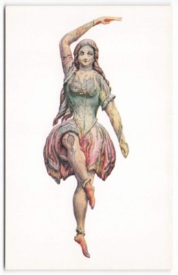 XIX Century Dancing Girl Circus Wagon Wood Carving Postcard NGA Art