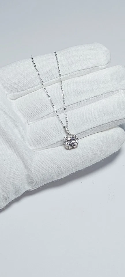 Collana argento 925 donna bianco ciondolo pendente punto luce zirconi brillanti - Immagine 4 di 4
