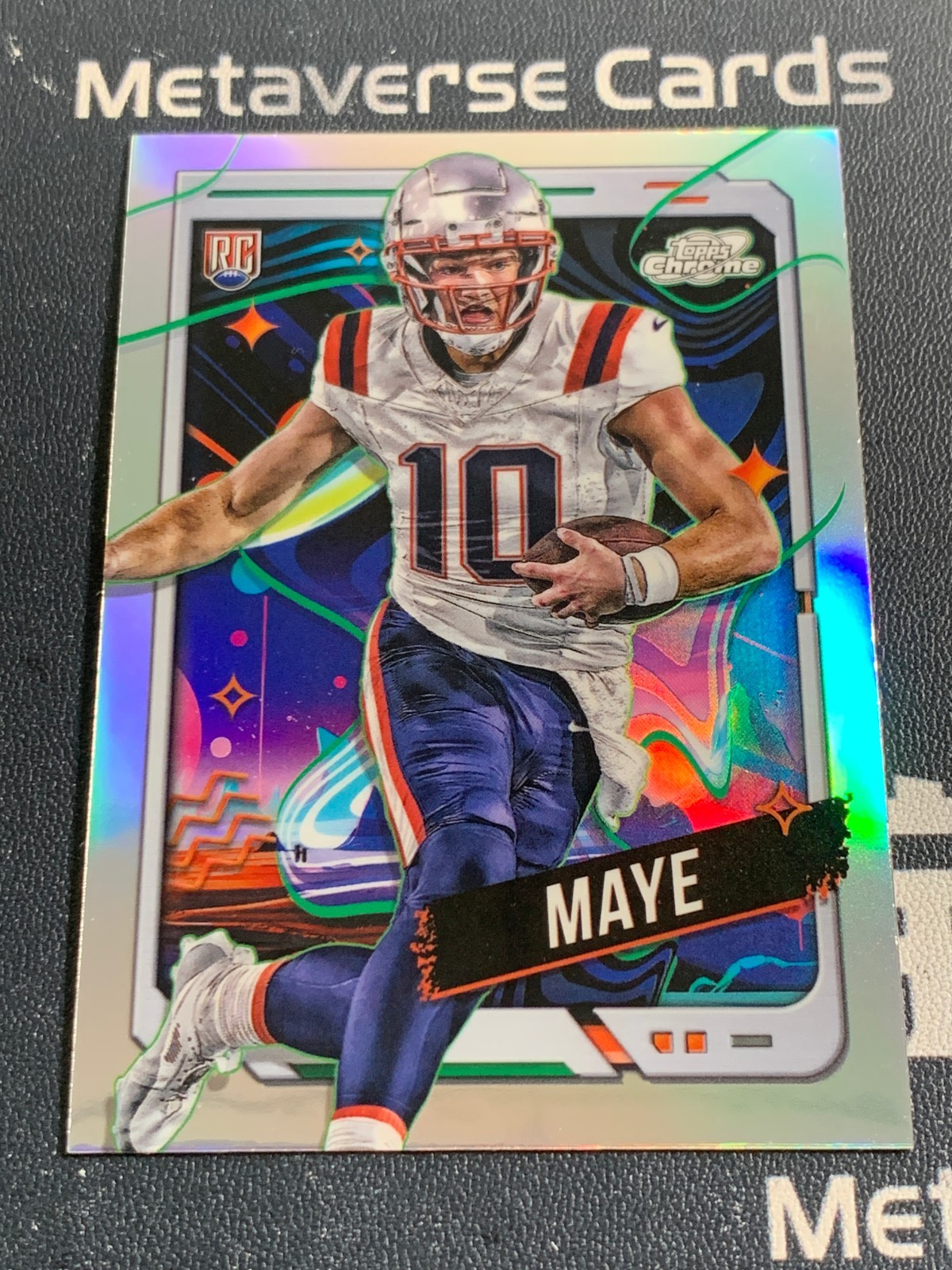 2024 Topps Chrome Cosmic Drake Maye RC Rookie Refractor #162