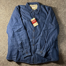Wrangler Mens Blue Lined Shacket Xl Button Front Point Collar Pockets Logo Wrangler Mens Blue Lined Shacket Xl Button Front Point Collar Pockets Logo