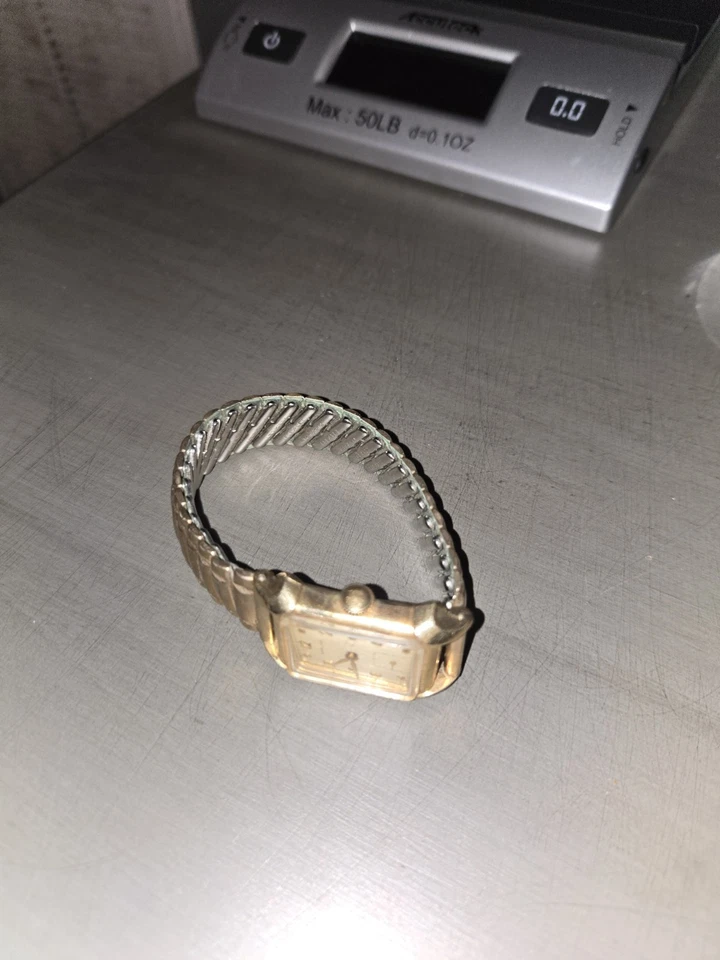 Vintage Hamilton Relógio de Pulso Feminino 17J Vento Mecânico Banda Flexível Folheada a Ouro - Imagem 2 de 4