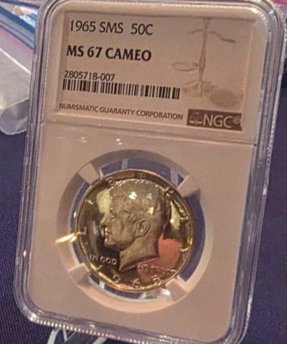 1965 Kennedy 50c Special Mint Series (SMS) certified MS 67 "Cameo" by NGC! Cameo