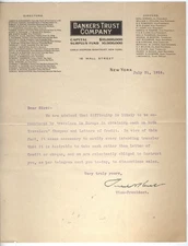 1914 LETTERHEAD NEW YORK,  BANKERS TRUST CO,