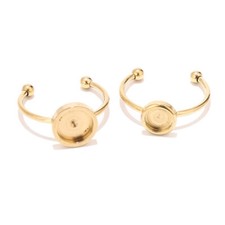 20pcs Stainless Steel Rings Blank Base Cabochon Gold Setting Bezel Ring Supplies