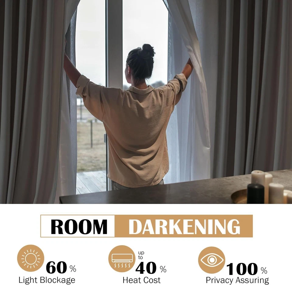 Cortinas de terciopelo crema 84 pulgadas de largo 2 paneles para dormitorio sala de estar suaves Foto 3 de 4