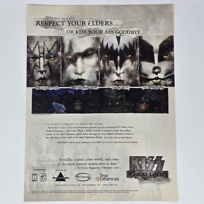 KISS Psycho Circus Sega Dreamcast PC Respect Print Ad/Poster Official Promo Art