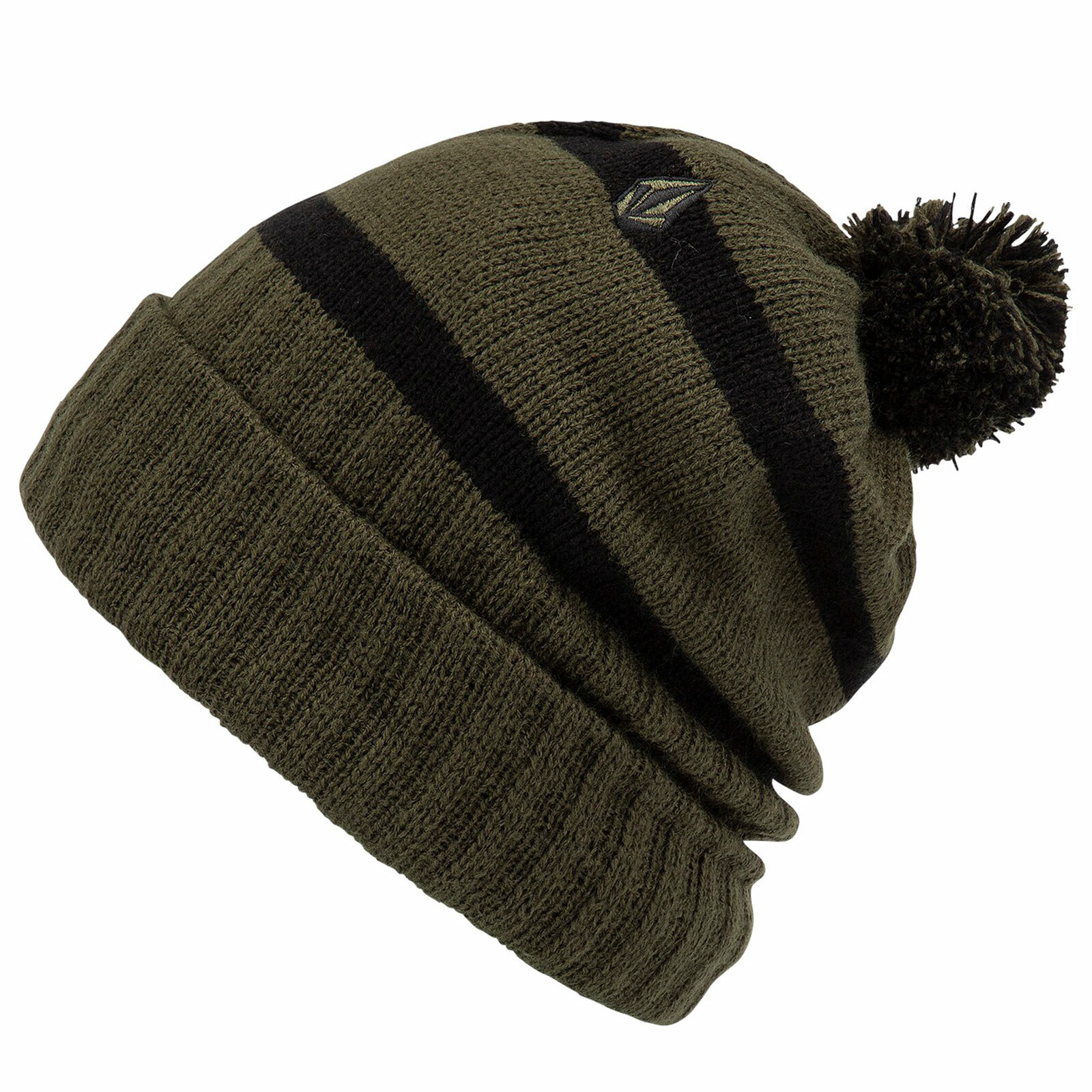 Gorro Volcom Jump Stalker Beanie De Punto Con Pompon Y Pasamontañas Verde Oliva